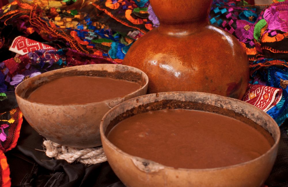 Bowls of traditional cacao drink
